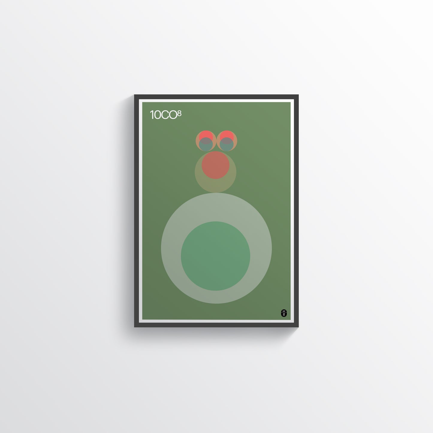 Animal face made with circles on a green palette, available in C-Type print on Fuji Matt Crystal archive paper with a semi-matt finish. - Starting from 19 € / Shipped Worldwide