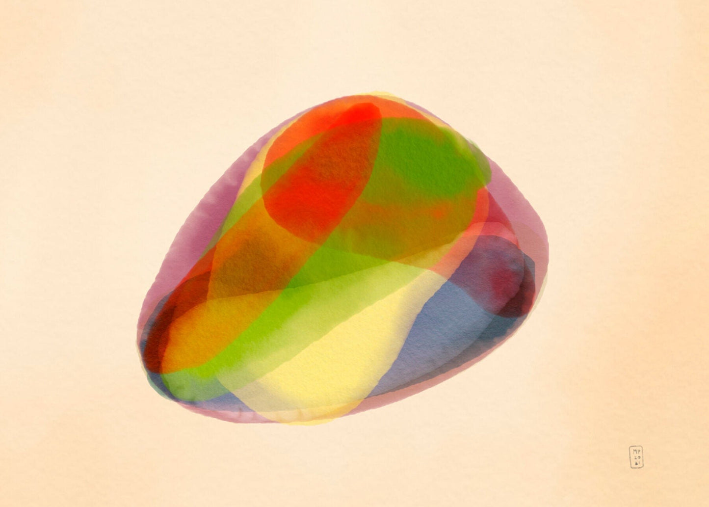 Egg shaped abstract composition in watercolours, available in C-Type print on Fuji Matt Crystal archive paper with a semi-matt finish. - Starting from 19 € / Shipped Worldwide