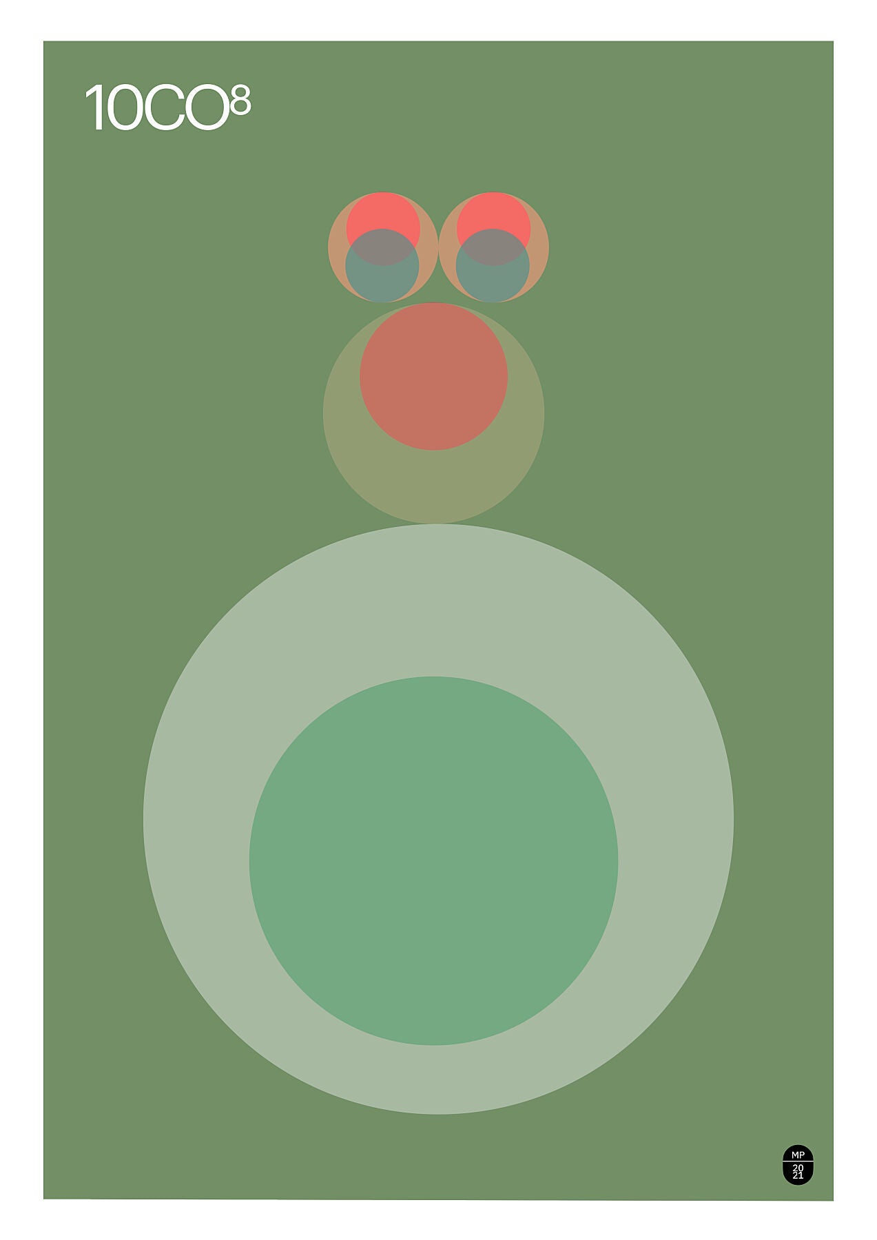 Animal face made with circles on a green palette, available in C-Type print on Fuji Matt Crystal archive paper with a semi-matt finish. - Starting from 19 € / Shipped Worldwide