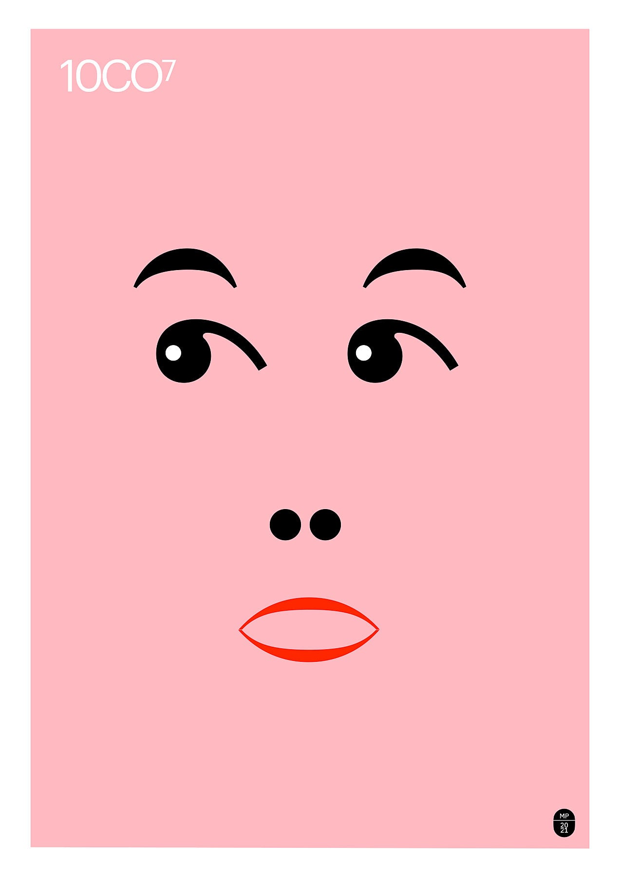 Human face made with fonts on a pink background, available in C-Type print on Fuji Matt Crystal archive paper with a semi-matt finish. - Starting from 19 € / Shipped Worldwide