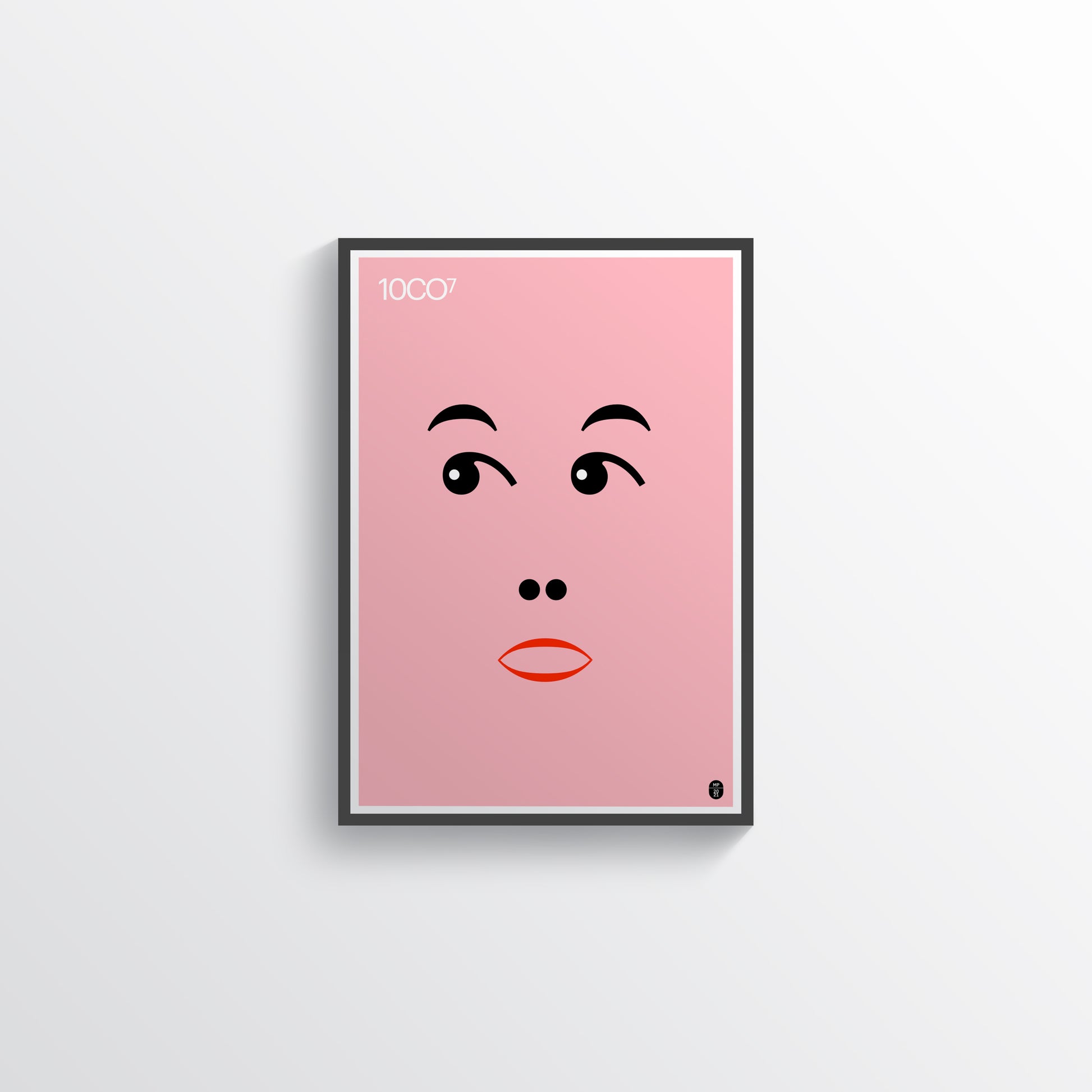 Human face made with fonts on a pink background, available in C-Type print on Fuji Matt Crystal archive paper with a semi-matt finish. - Starting from 19 € / Shipped Worldwide